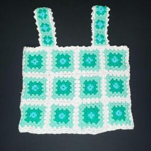 Crochet Square Women's Summer Boho Top Grannycore Resort Vacay